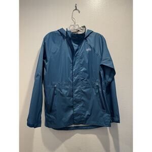 REI Co-Op Youth Kids Size XL 18 Light Blue Zip Up Jacket Windbreaker Hood Travel